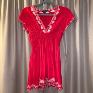 Red embroidered blouse, size large